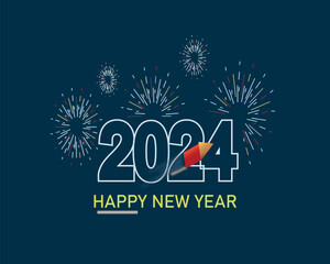 Happy New Year 2024 template design 