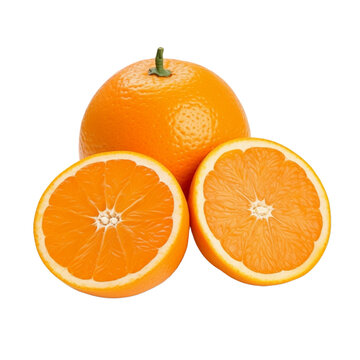 fresh organic clementine cut in half sliced with leaves isolated on white background with clipping path