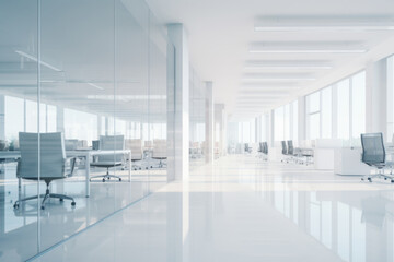 White modern empty office with columns