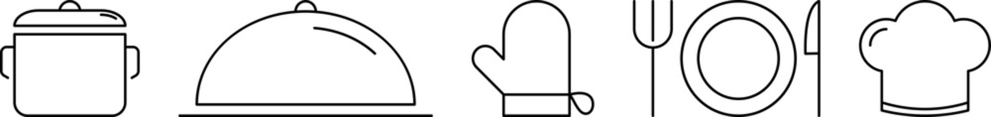 Cooking related line icons. Set of cutlery icons. PNG - obrazy, fototapety, plakaty