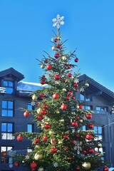 Outdoor Christmas tree by winter 