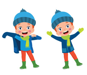 cute boy with scarf, beret and mittens