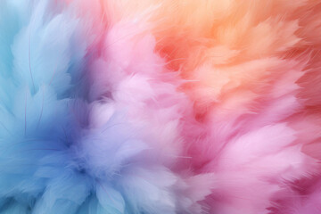 Fototapeta premium Colorful fluffy feathers background close up