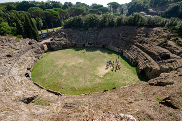 Sutri, Viterbo, Italy - 2023, September 13: The Roman amphitheater of Sutri is a Roman...