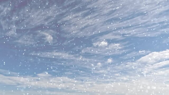 timelapse of the sky with snow weather on blue sky backdrop