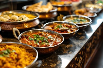 menu with a variety of dishes for indian restaurant - obrazy, fototapety, plakaty