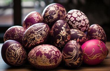 Fototapeta na wymiar more than 40 colorful easter eggs