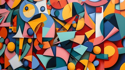 Colorful Abstract Geometric Shapes Composition