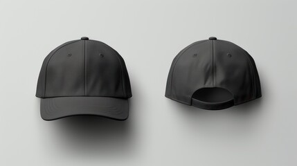  a black baseball cap with a curved brim and a curved brim on the front and back of the cap.