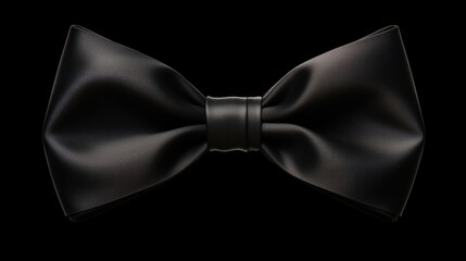  a close up of a black bow tie on a black background with a clipping path to the top of the bow tie.