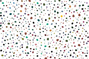 Irregular Eps Dot Pattern. White Polka Dot. Abstract Vintage Ball. Color Pattern Cute Effect. Seamless Vector Fun. Random Spot Birthday. Blue Flying Christmas Drawn. Small Party Polka Background. - obrazy, fototapety, plakaty