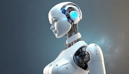 Naklejka premium Beautiful female robot with artificial intelligence.