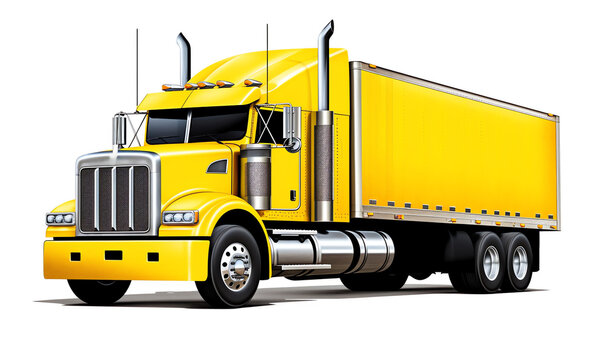a yellow truck with a silver trailer