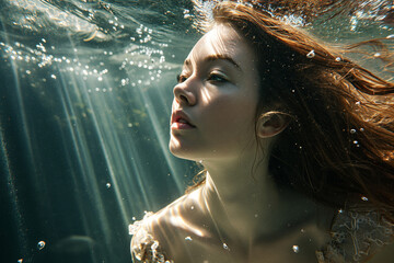 Serene Underwater Portrait of Young Woman