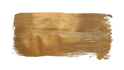 Gold glitter ink color smear brush stroke stain line blot on white background.