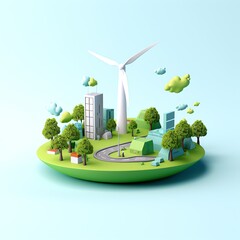 a windmill on a small green island