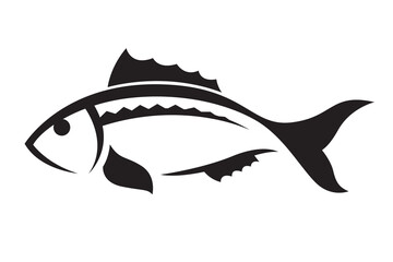 black abstract fish icon isolated on white background