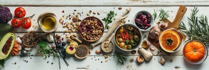 Winter vegetarian, vegan food cooking ingredients