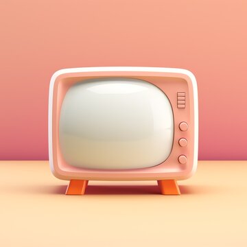 a pink and white television