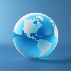 a blue globe with a map of the world