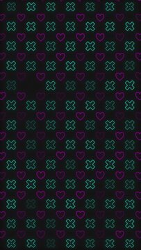 Animated pattern of crosses and hearts hud hologram