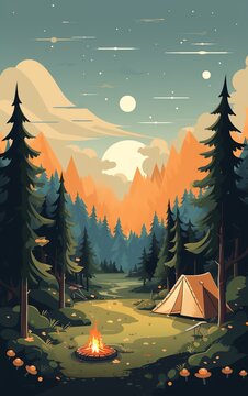 a tent in a forest