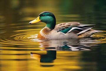 a duck swimming in water - obrazy, fototapety, plakaty
