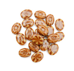 Caramel candies isolated on white background
