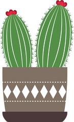  Cactus in a pot on a transparent background. Vector illlustration, EPS 10.