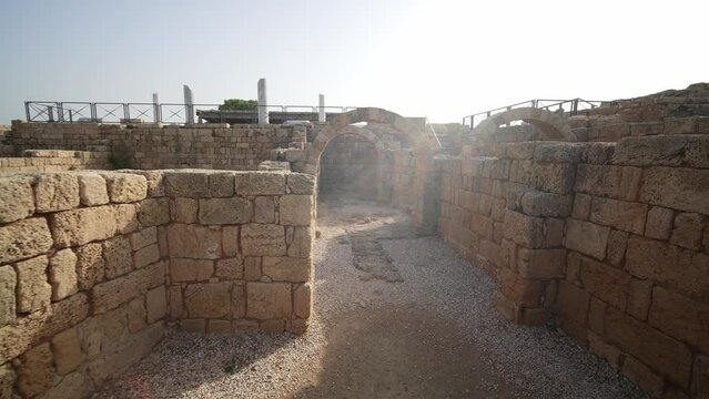 Caesarea Maritima inside city structures, Israel
Steadicam along Caesarea Maritima, Israel, 2023, December,20 
