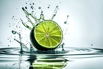 Lime with water splash