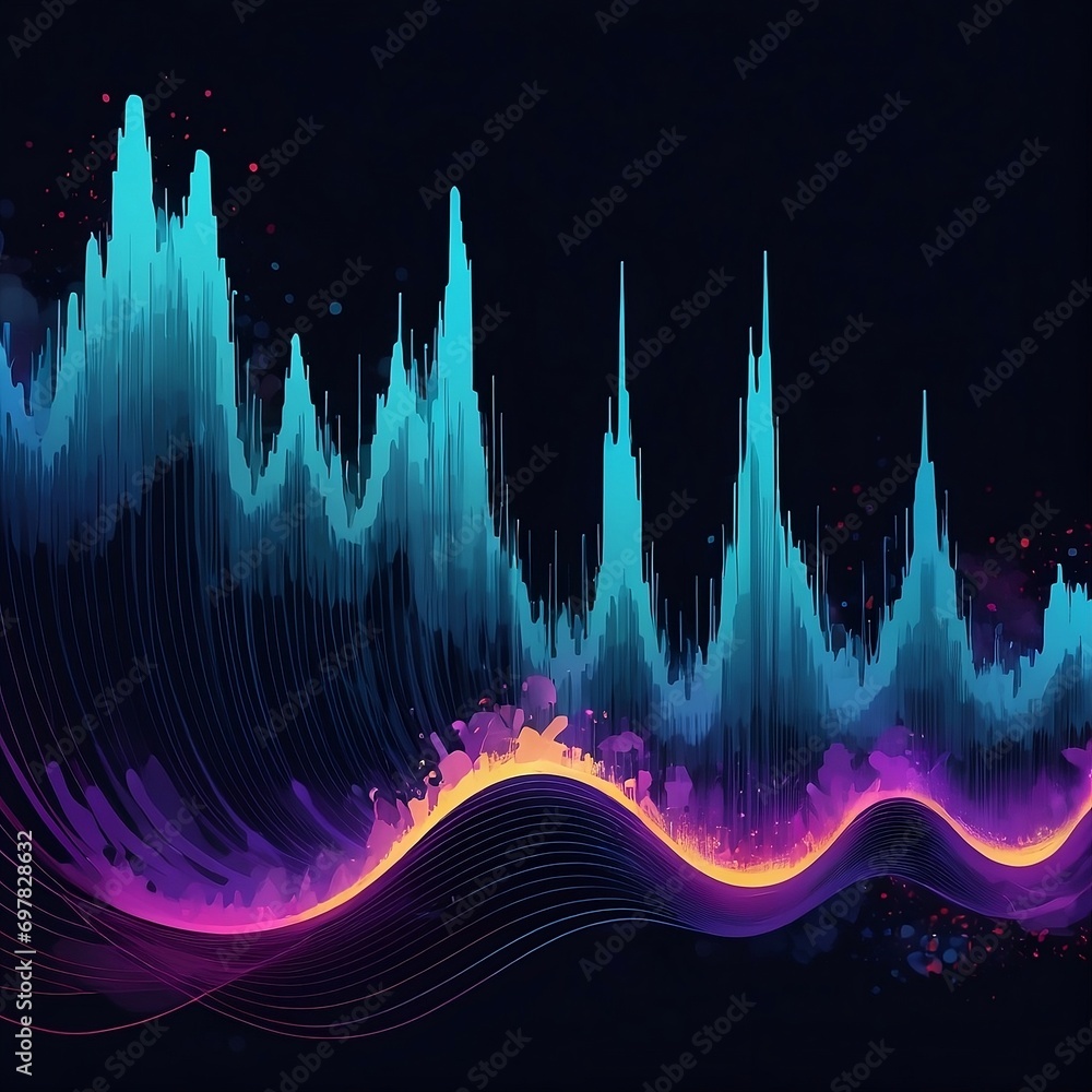 Aufkleber abstract background of sound waves forming the letters lif. sound waves, visualization of frequency 