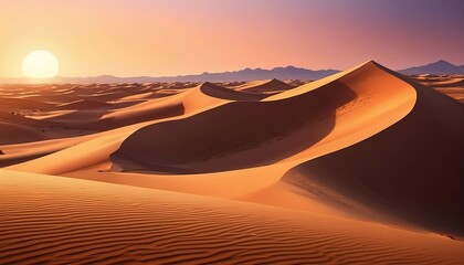 Fototapeta na wymiar Sand dunes in the desert at sunset. Generative AI