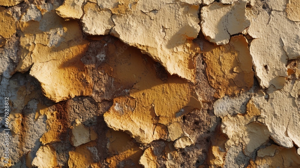 Poster a detailed view of peeling paint on a wall. this image can be used for backgrounds, textures, or as 