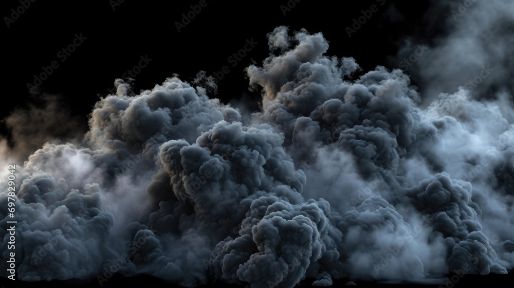 Poster a large amount of smoke billowing up into the air. ideal for illustrating environmental pollution or