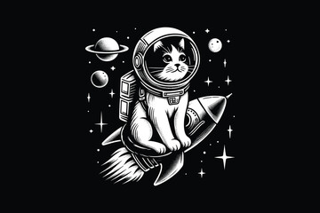 logo vector illustration astronaut cat