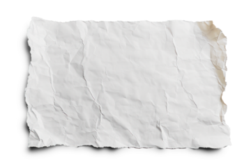 Crumpled White Paper Texture  | Isolated on Transparent & White Background | PNG File with Transparency