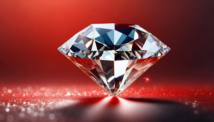 Dazzling diamond on red background	
