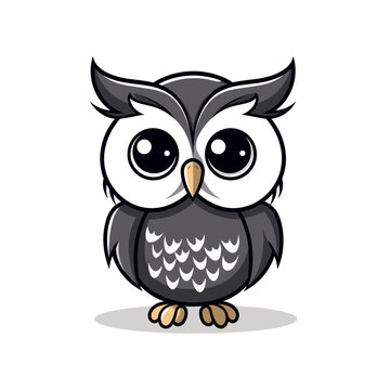 minimal comic vector illustrator of owl