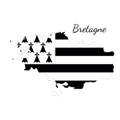 Flag of Breton on a map of Breton. France vector illustration
 - obrazy, fototapety, plakaty