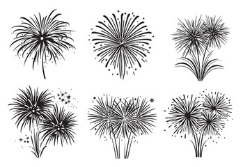 Set of New Years fireworks vector illustration. New Years fireworks Icon and Sign.