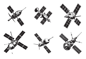 Set of Space satellite vector illustration. Space satellite Icon and Sign.