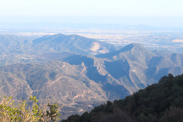 View from Montserrat monastery in Barcelona, Catalonia, Spain. Beautiful landscape with mountain.