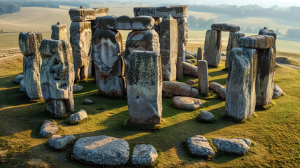Stonehenge at sunrise, England, UK. 3d render. 
Stonehenge at Salisbury, Wiltshire. - obrazy, fototapety, plakaty