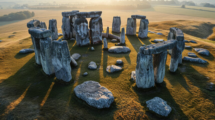 Stonehenge at sunrise, England, UK. 3d render. 
Stonehenge at Salisbury, Wiltshire. - obrazy, fototapety, plakaty