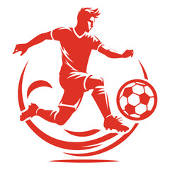 Football Player Running With Ball Vector Illustration