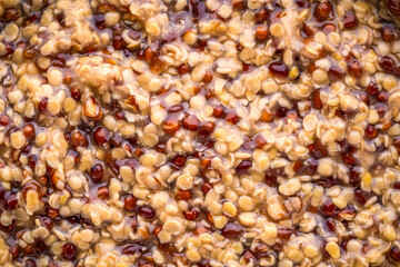 top view of French Dijon mustard, local specialty