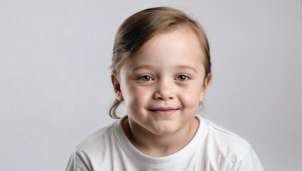 Naklejka premium Isolated Background, Child with Down Syndrome, Studio Shot