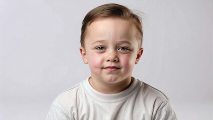Fototapeta premium Isolated Background, Child with Down Syndrome, Studio Shot