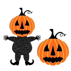 Halloween pumpkins set harvest monsters pattern for wrapping paper and fabrics and linens and kids